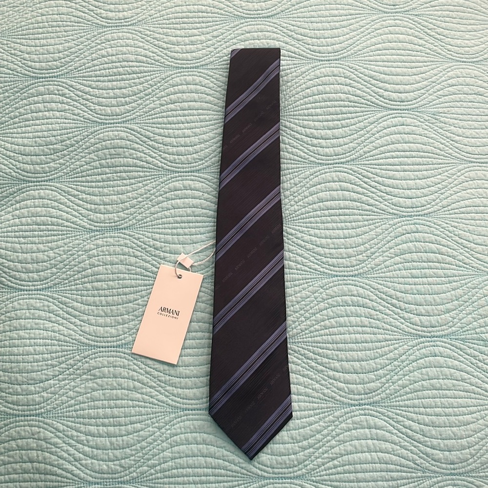 Armani Collezioni Blue Striped Silk Tie